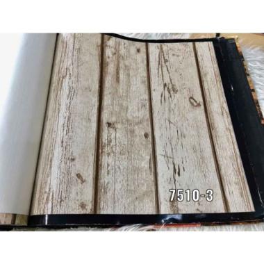 Wallpaper Dinding 3D Motif Papan Kayu Susun Natural M Stone Roll Besar