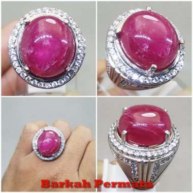 Cincin Batu Permata Ruby Merah Delima Asli Merah