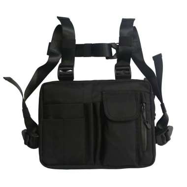 HAOSHUAI 135 Tas Motor Pria Chest Bag Pria Tas Rompi Tas Dada Waterproof Hitam