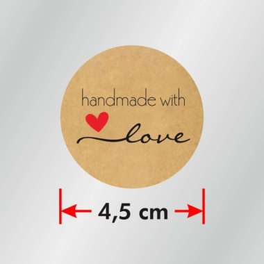 Sticker Kraft 4,5 cm Handmade Baked with Love Label Stiker Craft Tag Handmade w Love