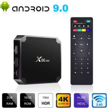 NEW X96 Mini Android TV Box 9.0 RAM 2GB ROM 16GB Braket + Kabel IR ORI hitam