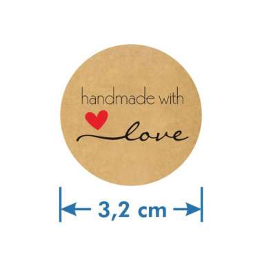 24 pcs Sticker Kraft Label Handmade Baked with Love Stiker Craft Tag 3,2 cm Handmade with Love