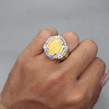 Batu Cincin Asli Yakut Yellow Safir Kuning Emas