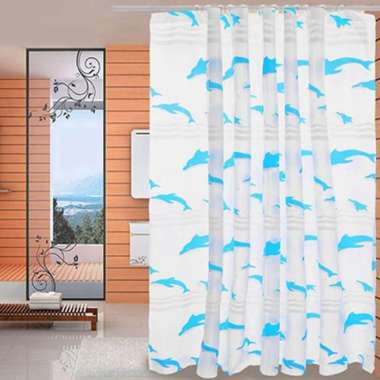 Kain gorden tirai kamar mandi shower curtain lumba - lumba dolphin