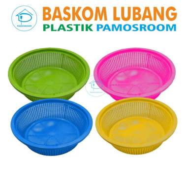 Pamosroom Baskom Lubang Baskom Saringan Plastik 23cm Murah Baskom Cuci Beras Buah Sayur Strainer Pla