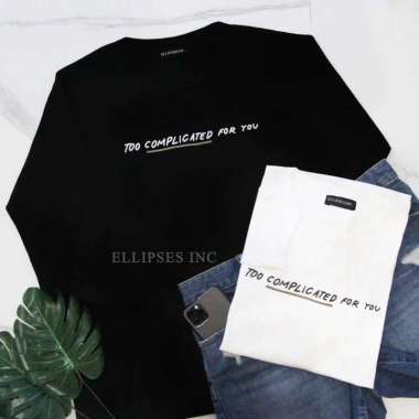 ELLIPSESINC Kaos Oversize Wanita Lengan Panjang Complicated XL Putih