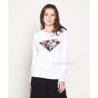 ELLIPSESINC Kaos Oversize Wanita Lengan Panjang Diamond XL Putih