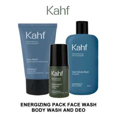Kahf Energizing Pack - Paket Perawatan Badan dan Wajah Kuhusus Cowok - Pembersih Muka Cowo Berminyak