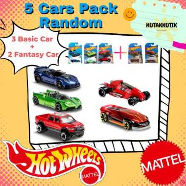 Hot Wheels Gift Set 5 Cars Pack Random 3 Basic Car 2 Fantasy Car