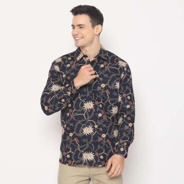 Platini Batik Pria Lengan Panjang Katun Navy 460518 XXL