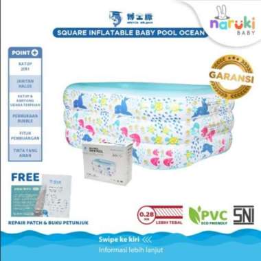 Doctor Dolphin Square Inflatable Baby Pool Kolam Renang Anak Size XL