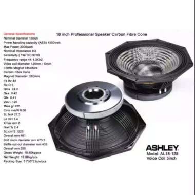 Speaker Komponen Ashley AL18-125 / AL18 125 18INCH CARBON SPEAKER