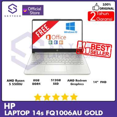 harga LAPTOP HP 14s FQ1006AU AMD RYZEN 5 5500U RAM 8GB SSD 512GB FREE WINDOWS 10 + OFFICE 2019 GOLD Blibli.com