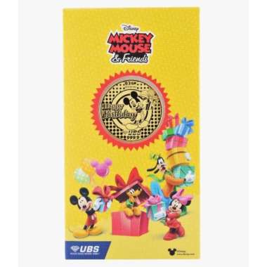 UBS Gift Series 0.2 gr Fine Gold 999.9 % Disney Mickey Mouse and Friends Happy Birthday