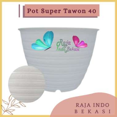 Ori Pot Tawon 40 Cm Putih Pot Plastik Bunga Tanaman Jumbo Besar murah Putih