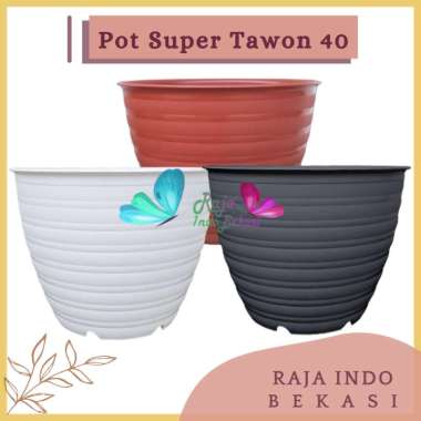 Ori Pot Tawon 40 Cm Putih Pot Plastik Bunga Tanaman Jumbo Besar murah Merah bata