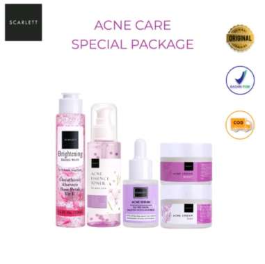 Scarlett Whitening Paket 5 Item Acne Series Original Bpom