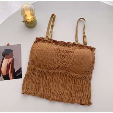 OEM ONE-P107 Tank Top Crop Top Bra Korean Style Bahan Katun / Bra Kemben Tali Bisa Lepas Pasang Bra 