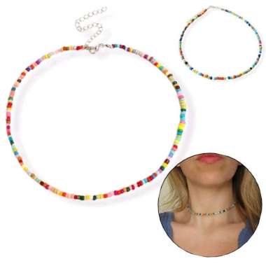 Kalung Bohemian Colorful Beads Boho Choker Necklace