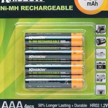 krisbow set baterai rechargeable size aaa 900 mah 4 pcs
