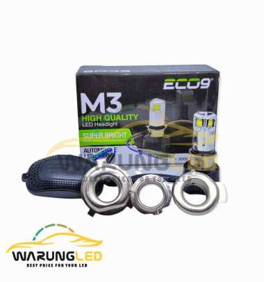 Lampu Headlamp depan LED 3 SISI M3 Luminos ECO9 Super Terang ACDC H1-H7