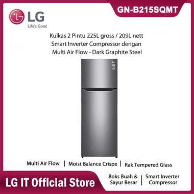 FREE ONGKIR WIL JAKARTA - KULKAS LG GN-B215SQMT Kulkas 2 Pintu ( KHUSUS JADETABEK )- Smart Inverter 