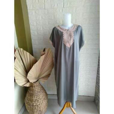 daster arab long dress wanita kekinian rayon premium viscose renda biru wardah