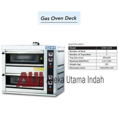 SHM SHM-S-60R Gas Baking Oven Oven Gas Pemanggang Roti 2 Deck 6 Tray