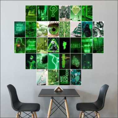 Poster Dinding Kamar Cowok Casual AESTHETIC Tema GREEN 1 Paket isi 30pcs  Poster Aesthetic Poster Di