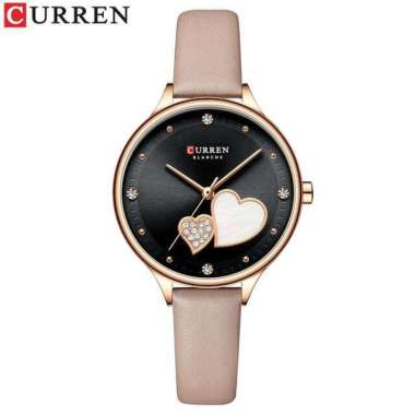 CURREN 9077 Jam Tangan Wanita Analog Tali Kulit Diamond Vintage Brown Hitam