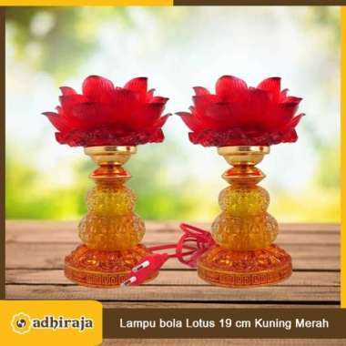 Lampu Sembahyang Puja Altar Bola Teratai Kuning Merah 19cm
