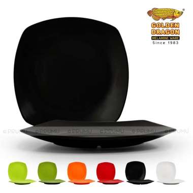 Piring Saji Melamin Segi 10 inch - Piring Melamin - Piring Melamine - Piring Segi Golden Dragon Hita