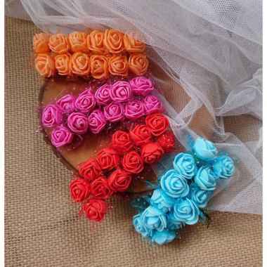 Bunga Mawar mini dari Spons warna warni isi 12pcs Pink
