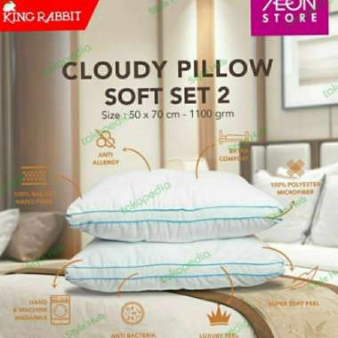 King Rabbit Cloudy Pillow Soft Set Isi 2 / Bantal Kepala Uk. 50x70 cm ORIGINAL 100 % Multicolor