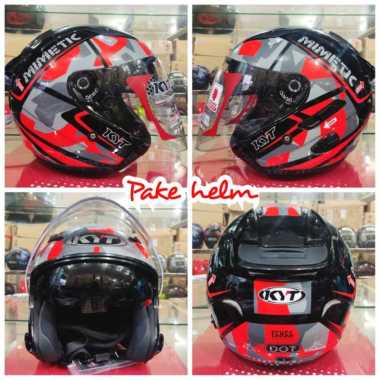 HELM KYT GALAXY FLAT #4 BLACK RED FLUO HELM KYT HALF FACE HELM KYT DOUBLE VISOR M