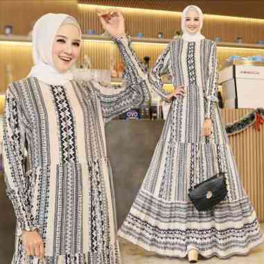 MIRZANI - Baju Gamis Wanita Muslim simple dan elegan terbaru motif cantik bagus murah putih
