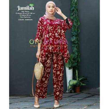 Aminah Set Jumbo  One Set Jumbo Waka Waka Setelan Wanita Rayon Premium  Set Celana Panjang Kekinian 