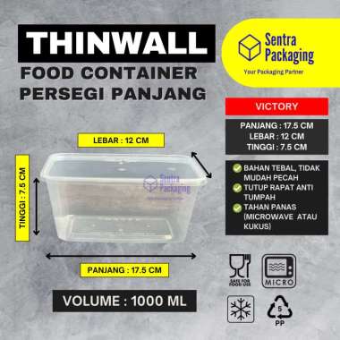 Victory - Kotak Makan Plastik 1000ml / Thinwall / Food Container - VICTORY -PACK