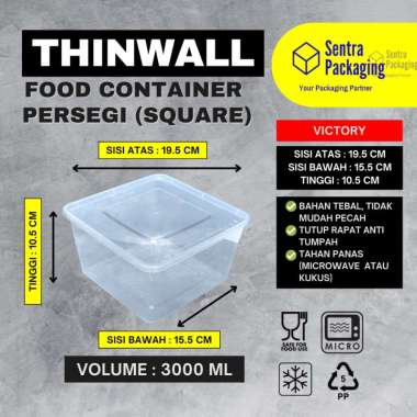Victory - Kotak Makan Plastik 3000ml / Thinwall / Food Container - VICTORY -PACK