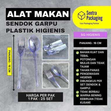 Sendok Garpu Set / Set Sendok Garpu Plastik Bening Higienis isi 10 Set