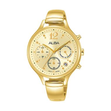 Alba AT3E98X1 Light Gold Dial Stainless Steel Jam Tangan Wanita Gold