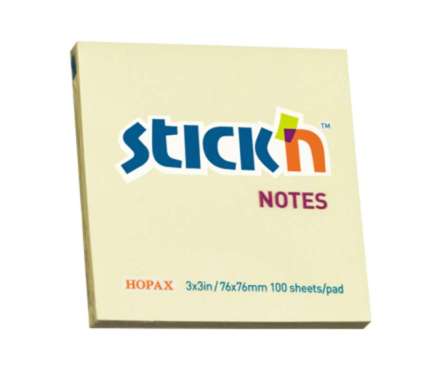 Stick'n Regular Notes 21007 (3 X 3) Pastel Yellow