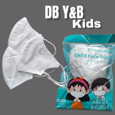 MASKER ANAK Y&B CARE DUCKBILL PUTIH POLOS ISI 50PCS DISPOSABLE CHILD MASK