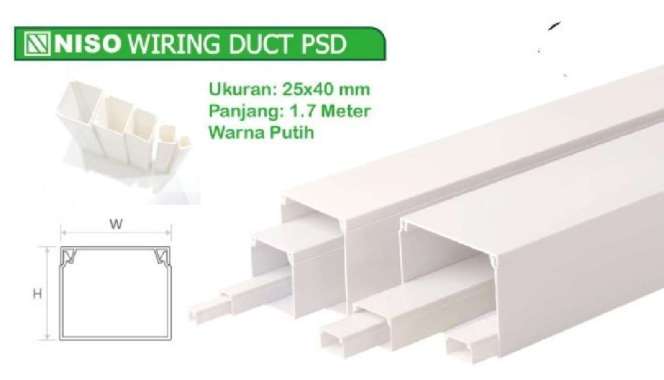 NISO Kabel DUCT 25x40 1.7M / Pelindung Kabel Ducting PVC Puti