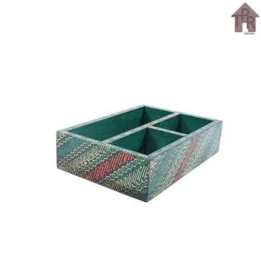 Kayu Batik Tempat Sachet Gula, Kopi - Teh / Jlereng P20 Hijau ATJ007