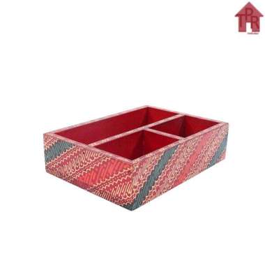 Kayu Batik Tempat Sachet Gula, Kopi - Teh / Jlereng P20 Merah ATJ004