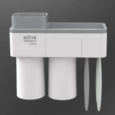 Rak Alat Mandi Aesthetic Minimalis - Rak Gantung Kamar Mandi Tempel Dinding Plastik Komplit Gray
