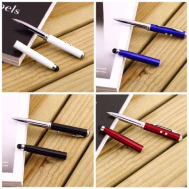 5 in 1 Stylus pad Capacitive Touch Pen Ballpoint Laser Pointer Senter Biru