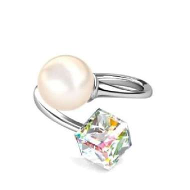 Pearl Cube Ring - Cincin Crystal by Her Jewellery Adjustable