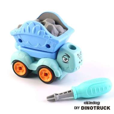 Okiedog Dino Truck Dump Truck Blue - Mainan Bongkar Pasang Anak